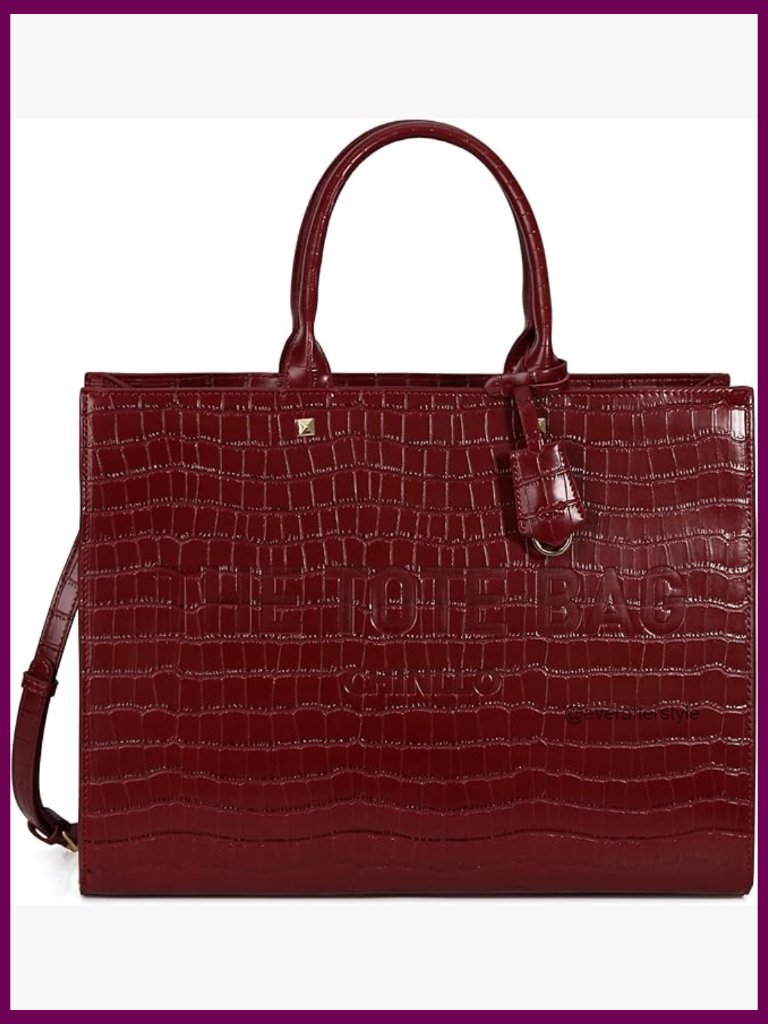 Faux Leather Top Handle Satchel Purse With Shoulder Strap Tote Bag